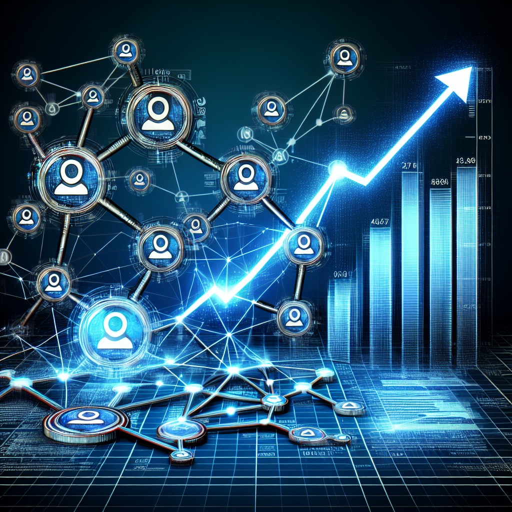 Graphique dynamique montrant l'augmentation du trafic web grâce à des stratégies de liens efficaces