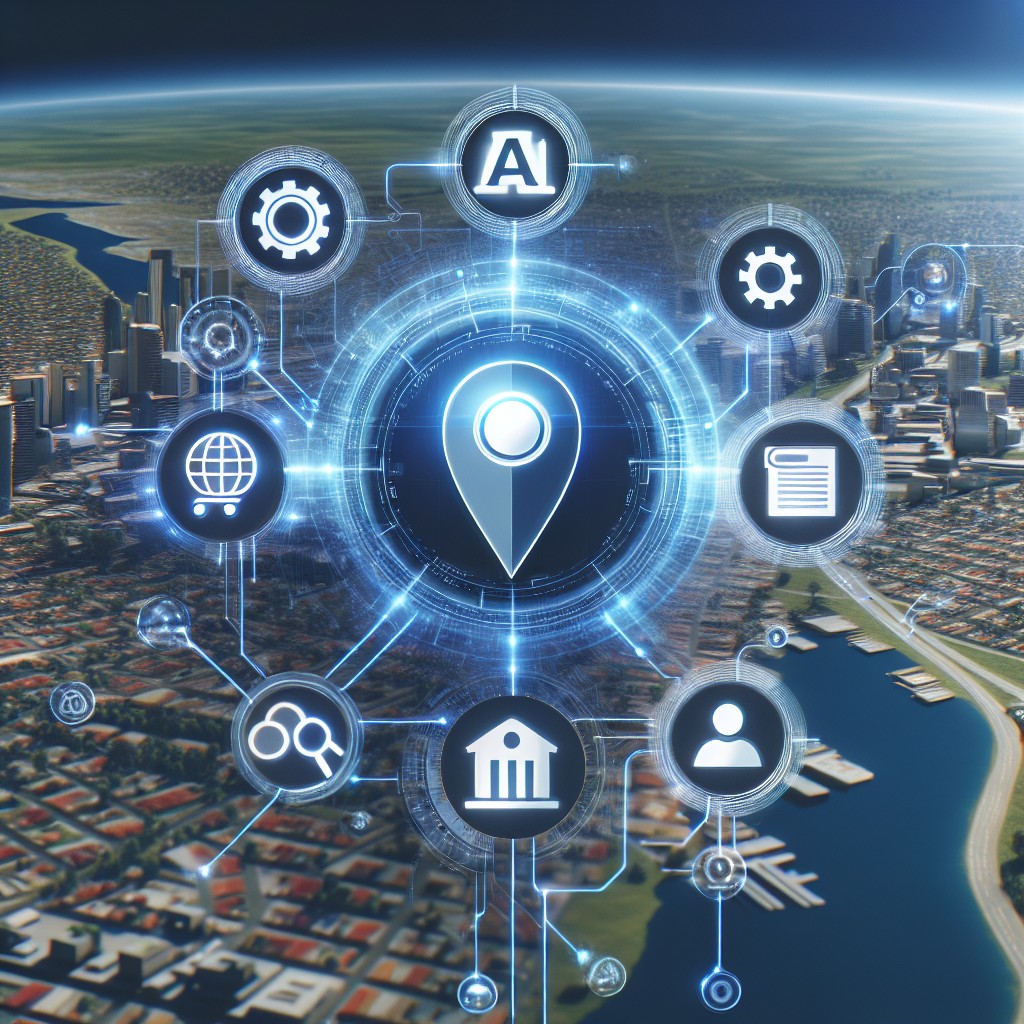 Couverture présentant des éléments d'intelligence artificielle intégrés dans des applications de référencement local pour les entreprises.