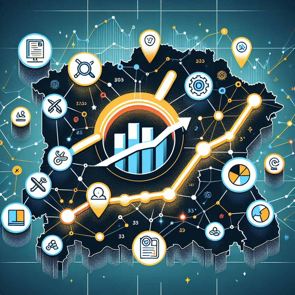 Couverture illustrative montrant des outils de SEO et des graphiques de performance, symbolisant l'optimisation de sites Web en Wallonie.