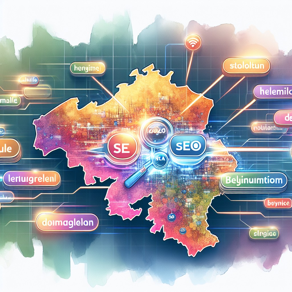 SEO localisé en Belgique 2024 - illustration montrant des mots-clés et des cartes régionales belges