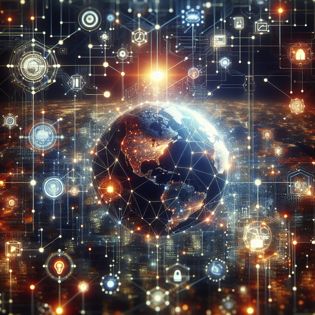 Image de couverture montrant des éléments numériques interconnectés, symbolisant l'impact global et innovant du marketing de contenu en 2024.