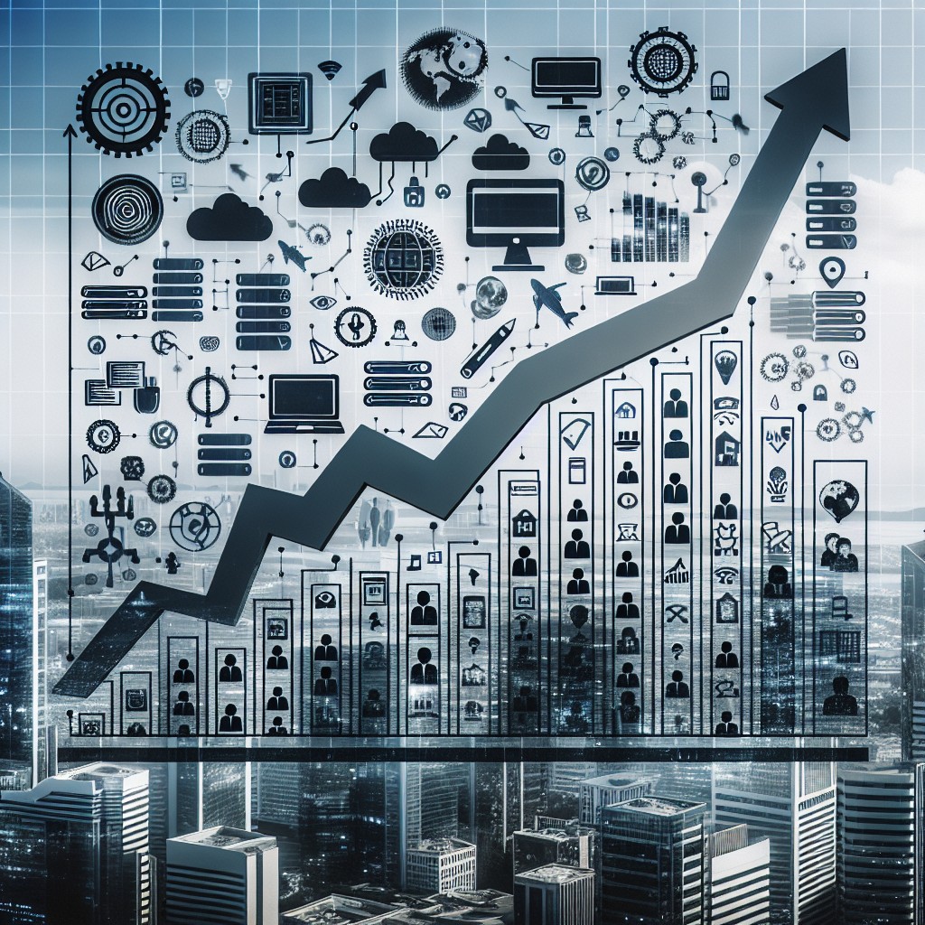 Couverture: Un graphique de croissance avec des icônes de technologie et de digitalisation, symbolisant la transformation digitale des entreprises