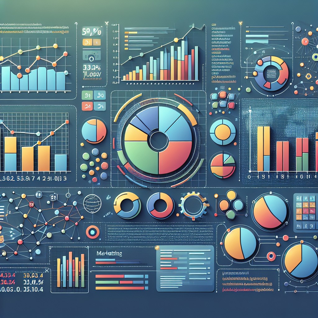 Une illustration montrant des graphiques et des données représentant le machine learning appliqué au marketing pour les PME.