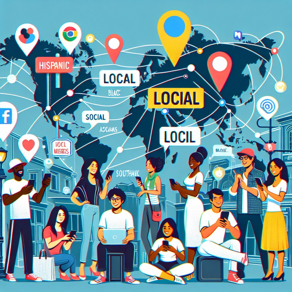 Image de couverture montrant une communauté engagée sur les réseaux sociaux, illustrant l'interaction locale et la visibilité en ligne.