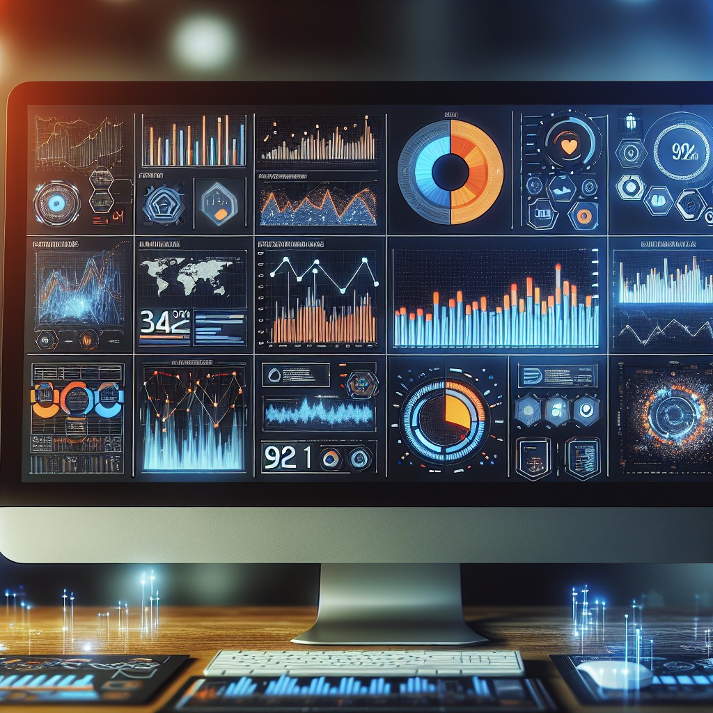 Un ensemble d'outils digitaux sur un écran d'ordinateur montrant des graphiques et des dashboards de performance.