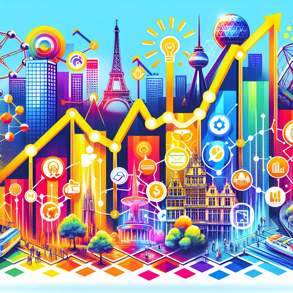 Graphique coloré illustrant des stratégies digitales réussies en Belgique