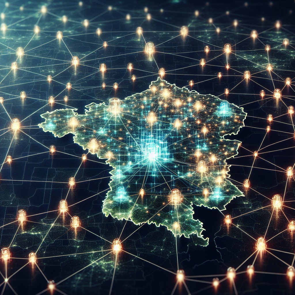 Image d'une carte de la Wallonie connectée, symbolisant la présence numérique des entreprises dans la région