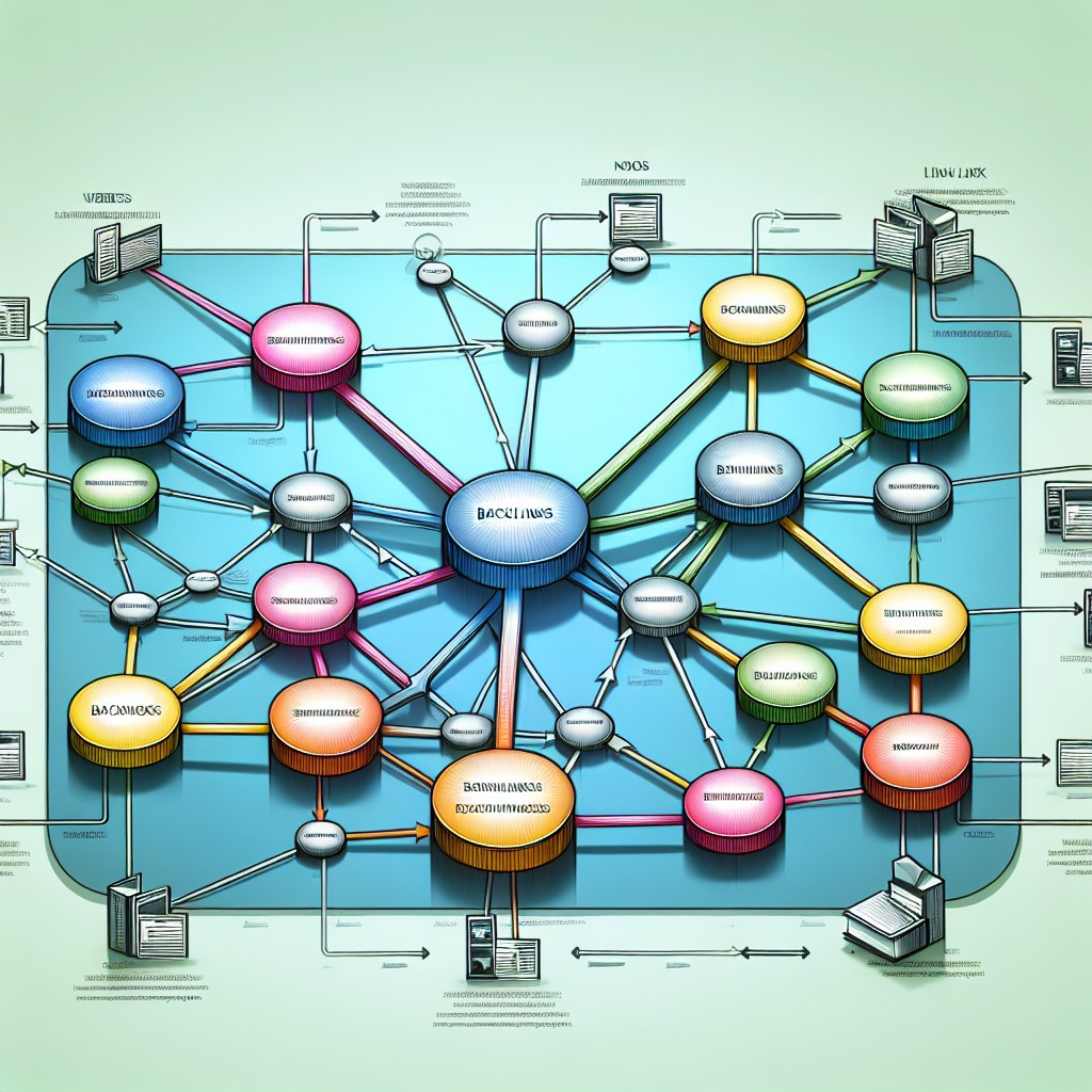 Un graphique illustrant des connexions entre différents sites web, symbolisant les backlinks et leur importance pour le SEO.