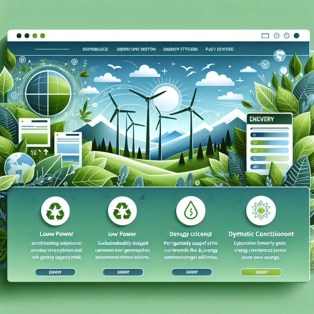 Image représentant un site web écologique avec des éléments de nature et d'efficacité énergétique