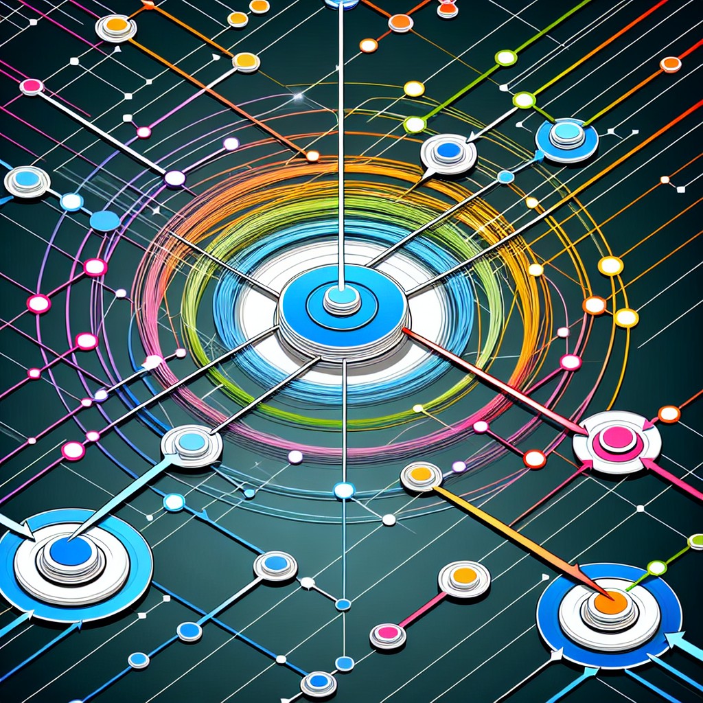 Un graphique illustrant l'importance des backlinks dans le SEO, montrant un réseau de connexions entre différents sites web.