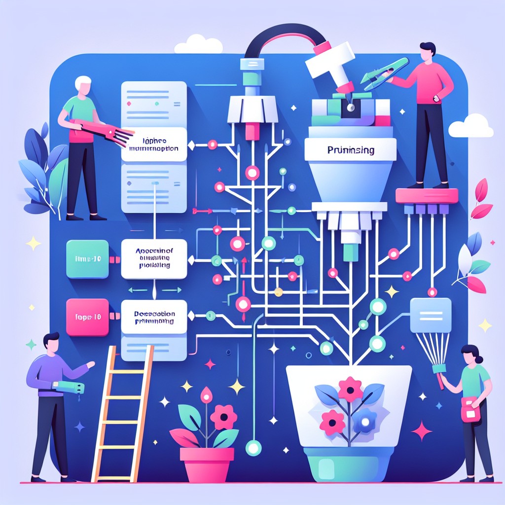 Illustration démontrant le processus de cross-validation et pruning sur un modèle de machine learning.