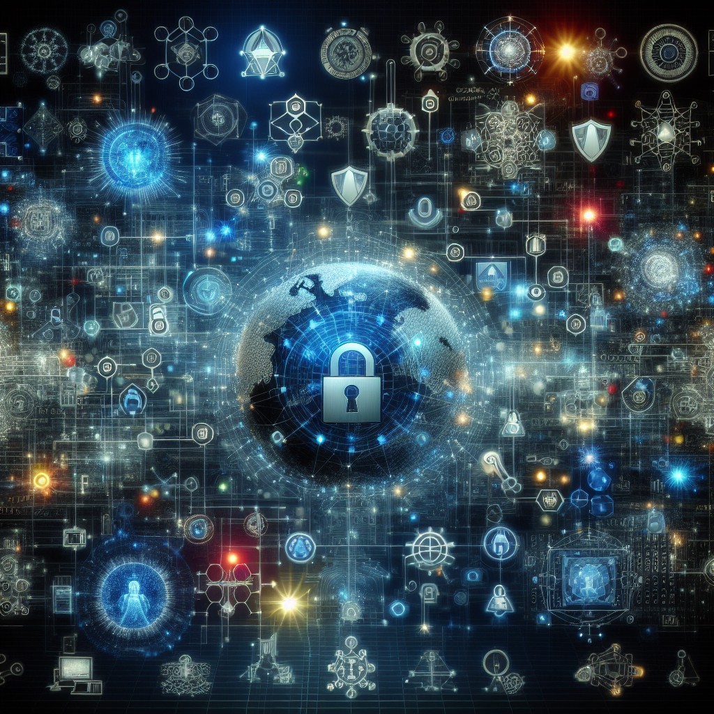 Image illustrant la cybersécurité en 2024 avec des symboles numériques et des connexions réseau, représentant la vigilance et l'innovation face aux menaces.