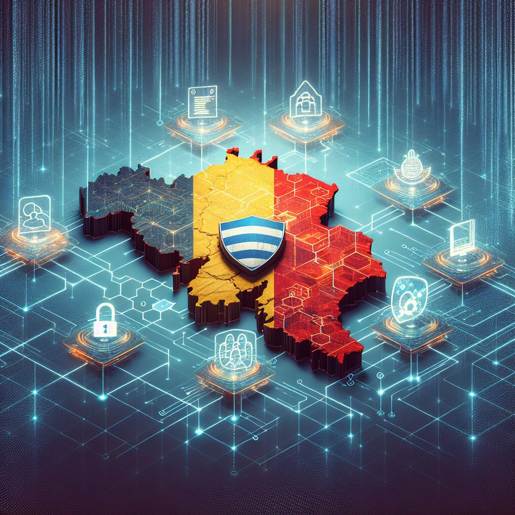 Image de la Wallonie avec des éléments numériques représentant la cybersécurité.