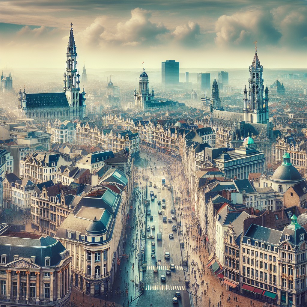 Vue panoramique de la ville de Bruxelles avec des points de repère emblématiques.