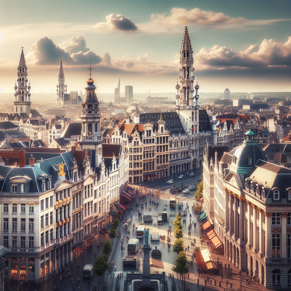 Vue panoramique de Bruxelles avec ses bâtiments historiques emblématiques.