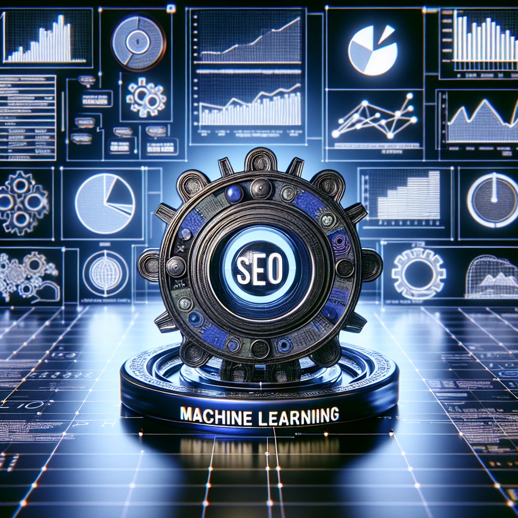 Machine Learning impactant positivement le SEO sur fond de graphiques et de données numériques.