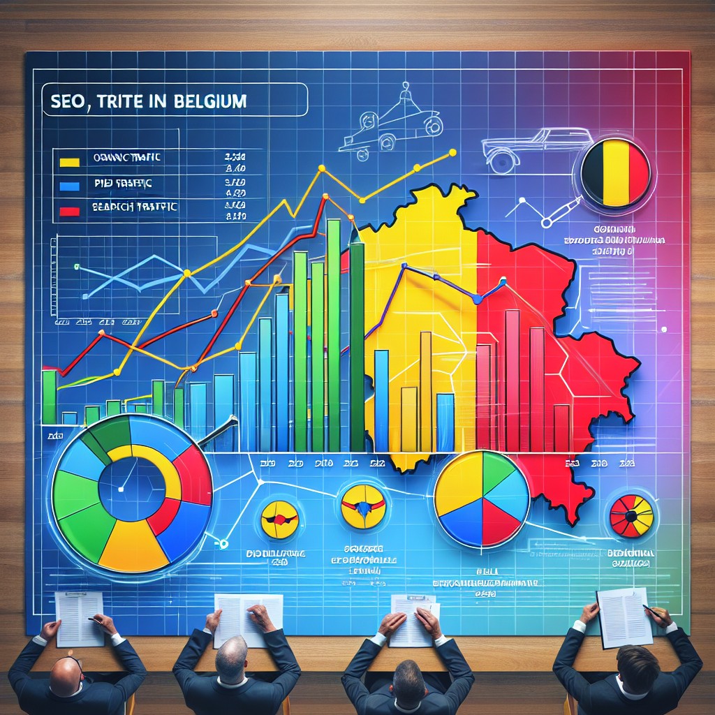 Graphique coloré illustrant les tendances SEO pour 2024 en Belgique.