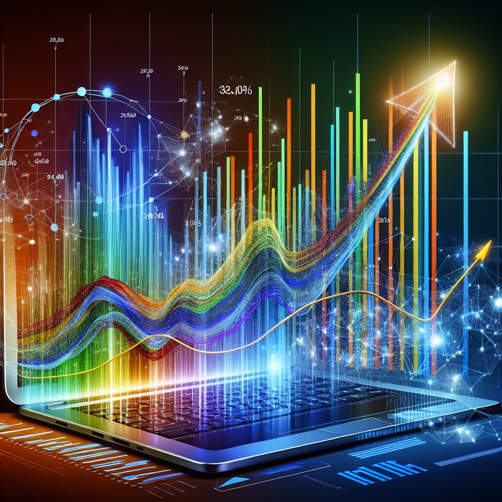 Un graphique vibrant montrant l'augmentation du trafic sur un site web illustrant le succès du SEO technique