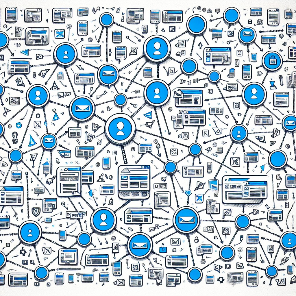 Une illustration montrant différents sites web connectés par des liens, symbolisant les backlinks.