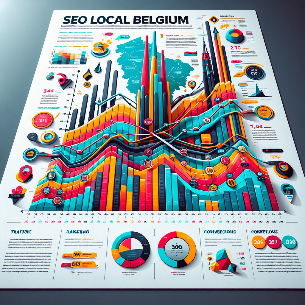 Graphique coloré illustrant la croissance du SEO local en Belgique