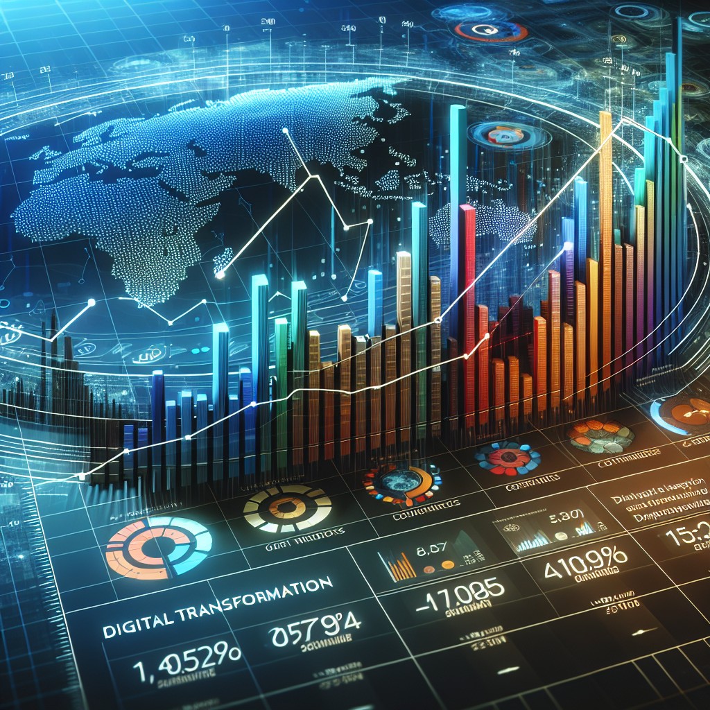 Vue d'un graphique de données numériques représentant la transformation numérique des PME.