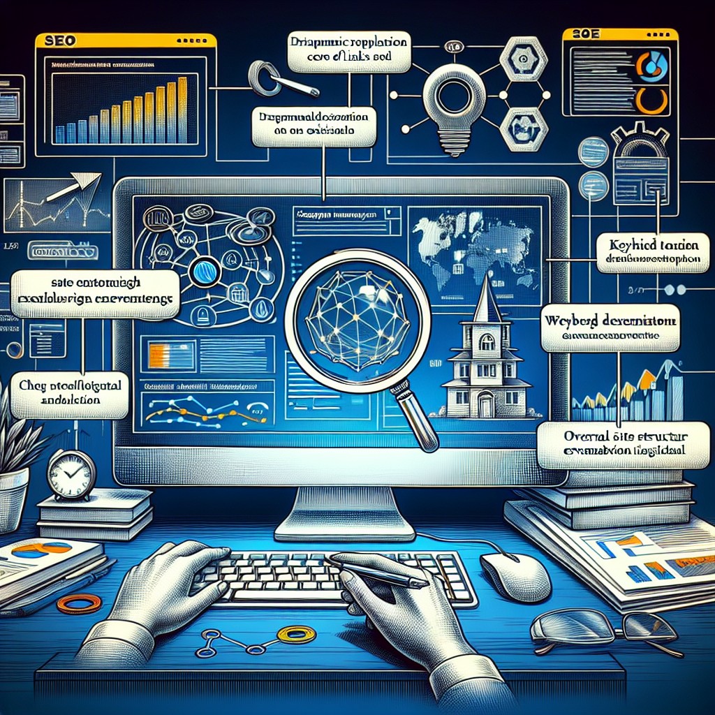 Image montrant une analyse de site web sur un écran d'ordinateur, représentant un audit SEO.