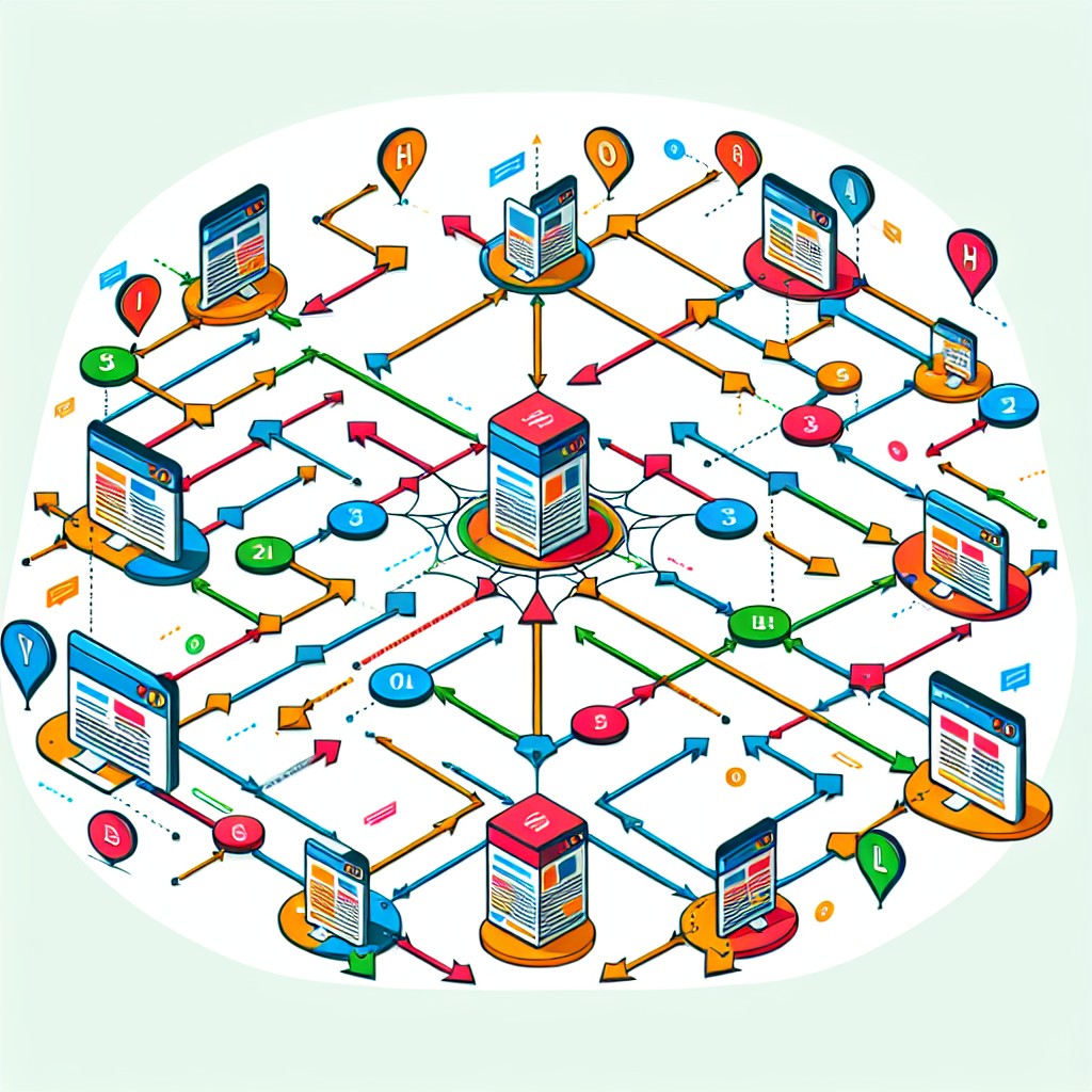 Un réseau de backlinks illustrant des sites web reliés entre eux, symbolisant la stratégie SEO.