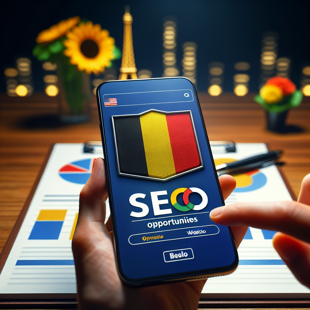 Un smartphone affichant un site web optimisé, symbole des opportunités SEO pour les PME belges.