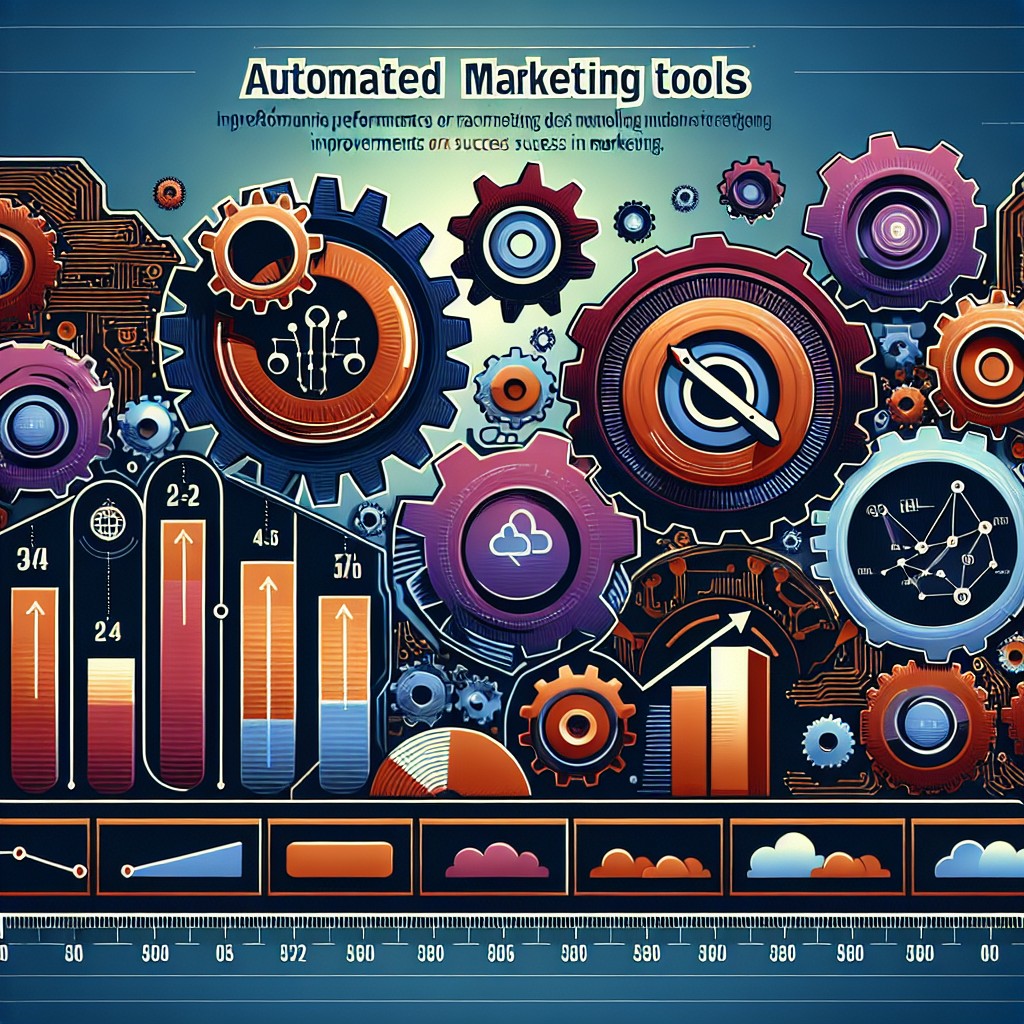 Image de couverture illustrant des outils de marketing automatisé, avec des graphiques de performance et des icônes technologiques.