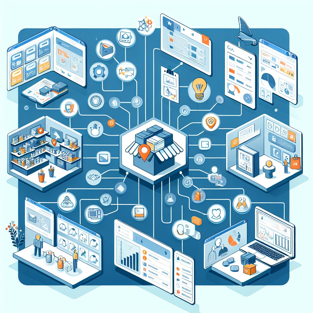 Illustration montrant l'intégration harmonieuse entre une plateforme e-commerce et un CRM.