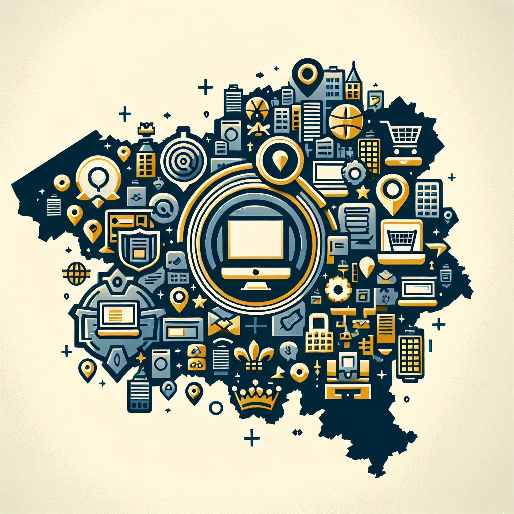 Cover image showing digital marketing icons overlaying a map of Wallonia, symbolizing digital transformation in the region.