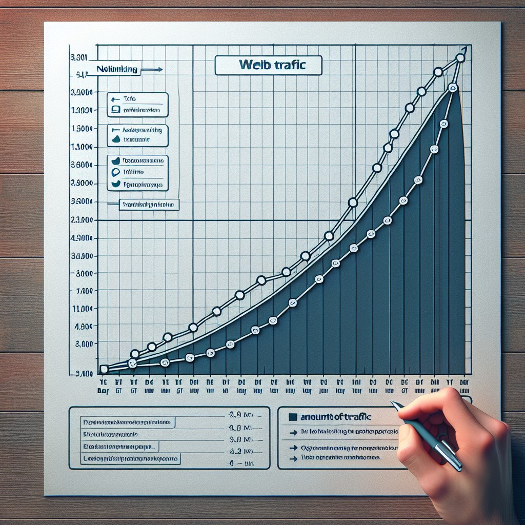 Un graphique illustrant une augmentation du trafic web grâce au netlinking