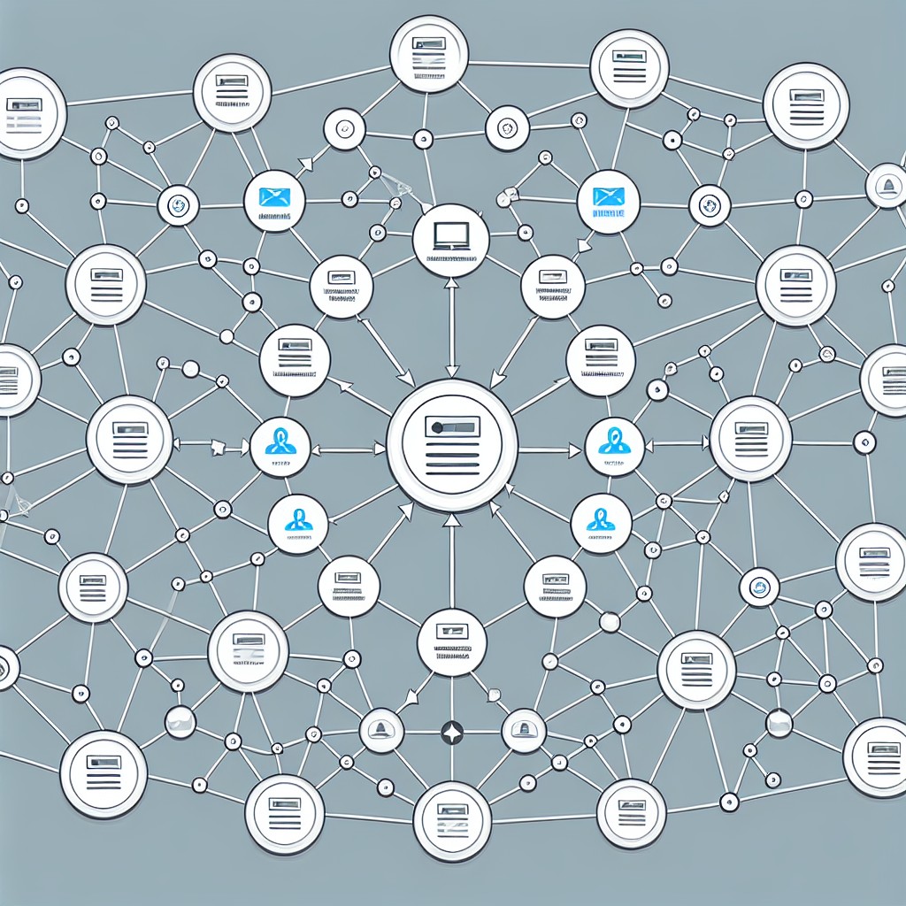 Image montrant un réseau de liens entre des sites web, symbolisant l'importance des backlinks dans le SEO.