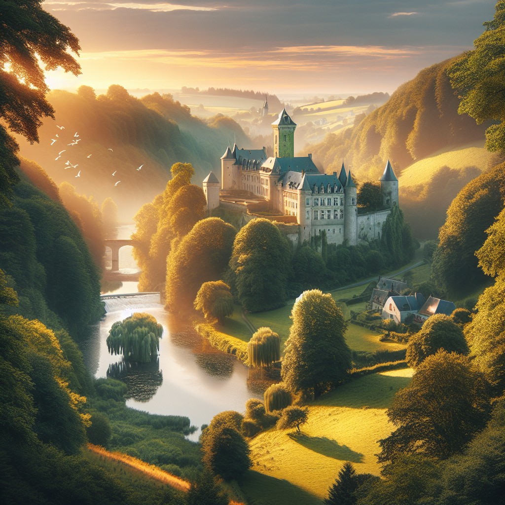 Image de couverture montrant un paysage pittoresque de la Wallonie, avec un château historique en arrière-plan et une vallée verdoyante baignée de lumière naturelle.