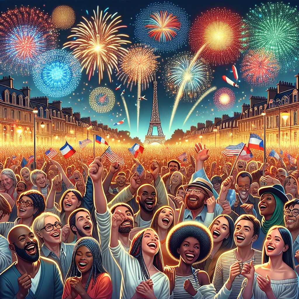 Image de couverture représentant la vibrante ambiance des Fêtes Longueville avec des feux d'artifice et une foule joyeuse.