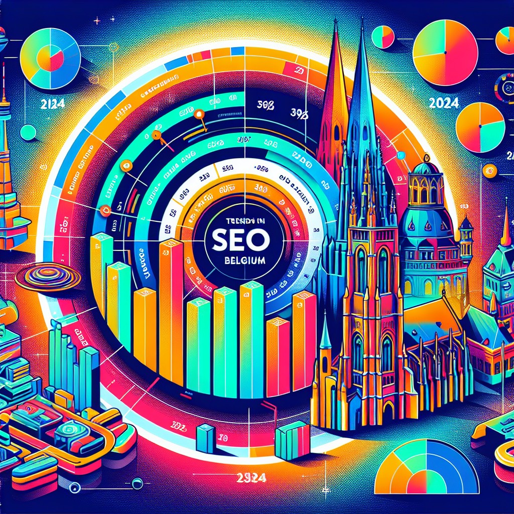 Graphique vibrant illustrant les tendances du SEO en Belgique en 2024