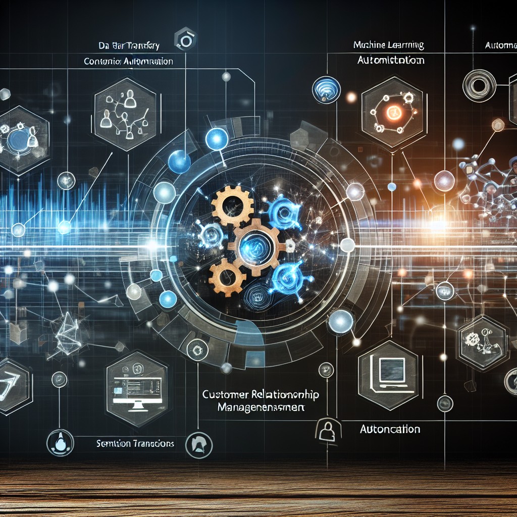 Image de couverture illustrant l'intégration de l'automatisation et du machine learning dans le CRM, avec des graphiques et des connexions numériques.