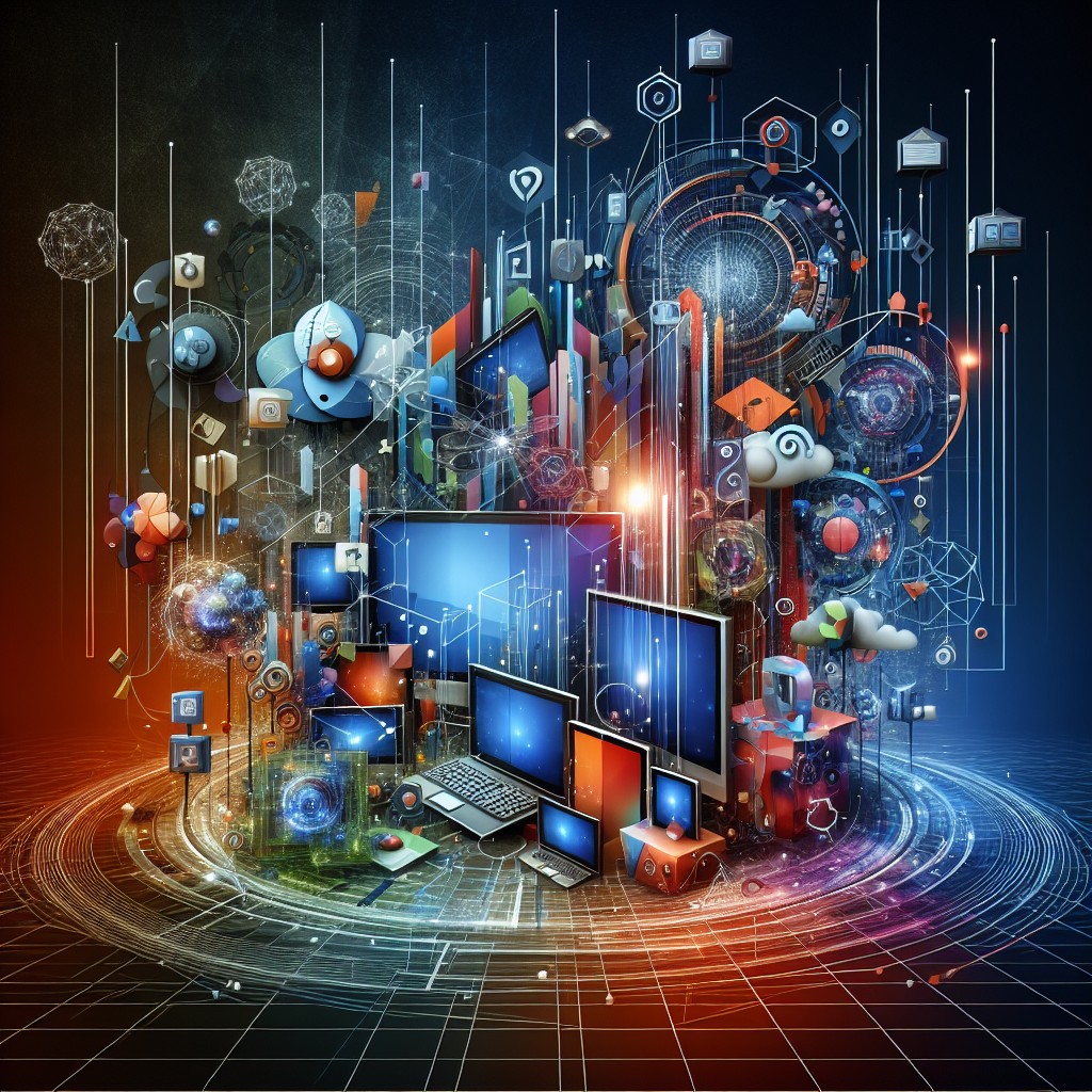 Un graphisme moderne représentant l'impact grandissant du contenu digital en 2024, avec des éléments visuels de technologie et de créativité.