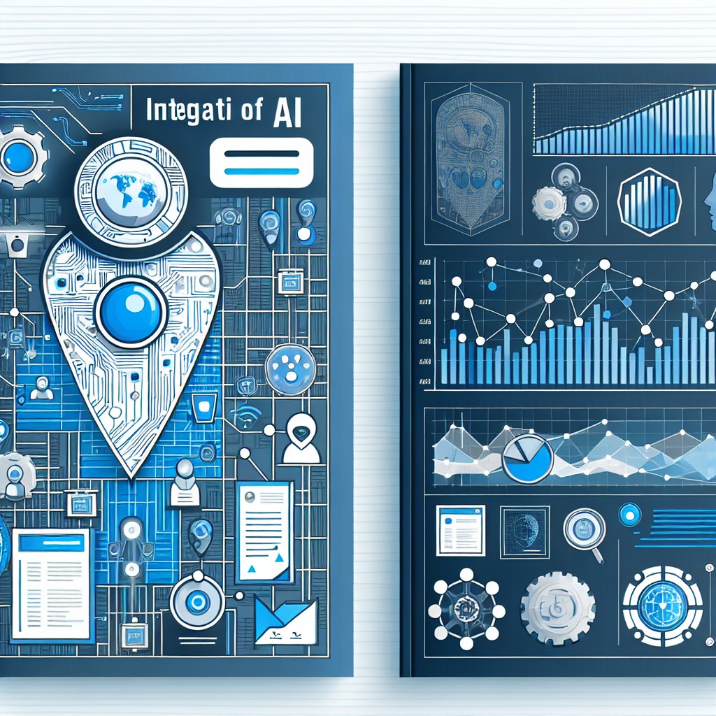 Image de couverture illustrant l'intégration de l'IA dans le référencement local, avec des graphiques de données et des éléments technologiques.