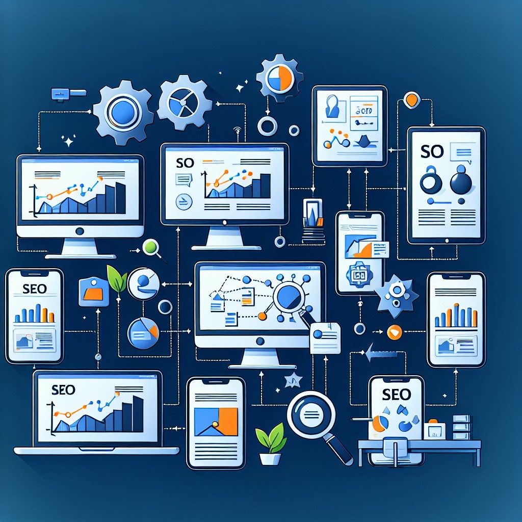 Illustration d'un processus d'automatisation SEO avec des outils numériques.