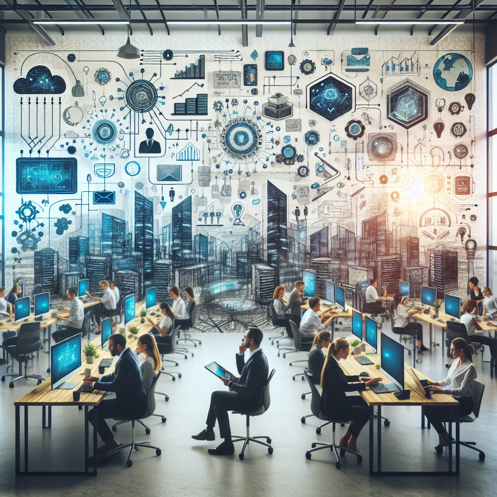 Image de couverture illustrant une entreprise en pleine transformation digitale, intégrant des technologies modernes.