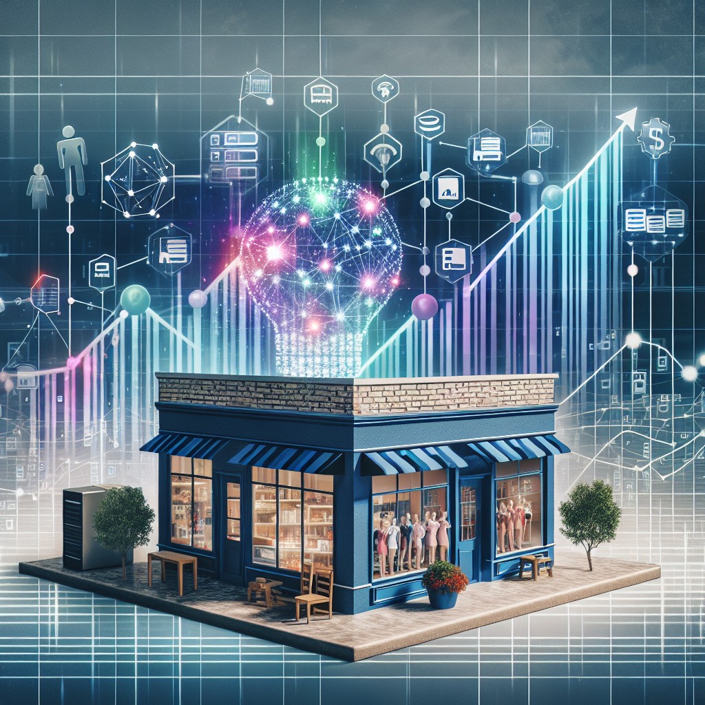 Intelligence artificielle transformant une petite entreprise locale avec des graphiques de données