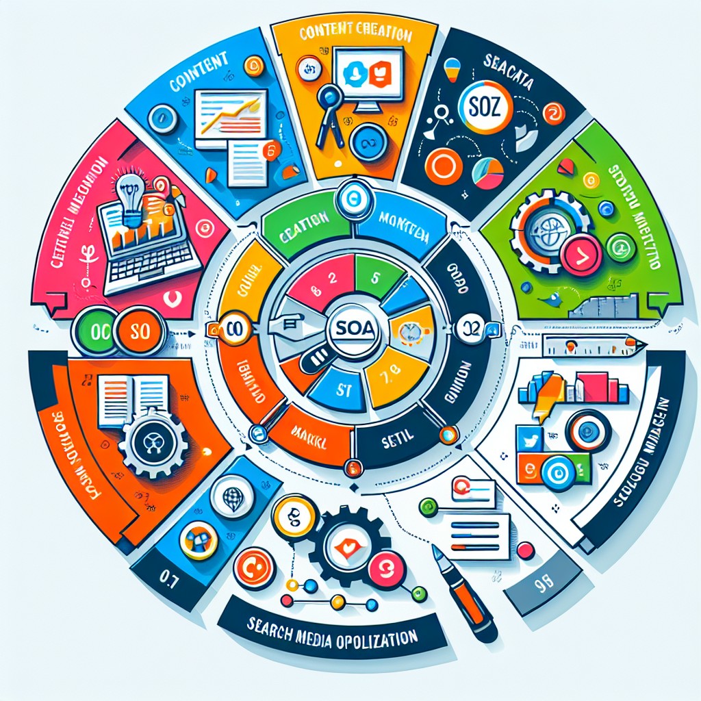 Graphique illustrant les principaux axes de l'inbound marketing, incluant le contenu, le SEO, et les réseaux sociaux.