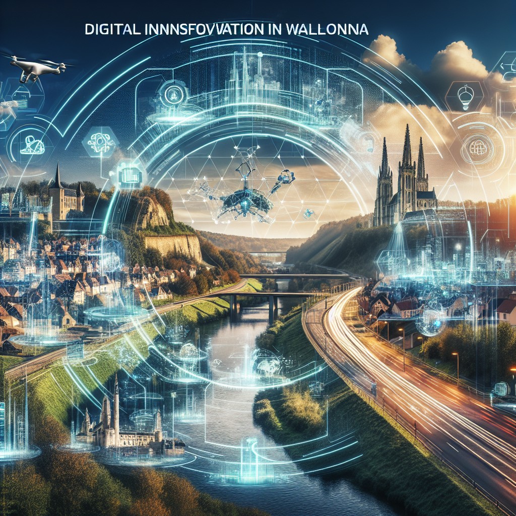 Une représentation dynamique de l'innovation numérique en Wallonie, illustrant sa transformation digitale.