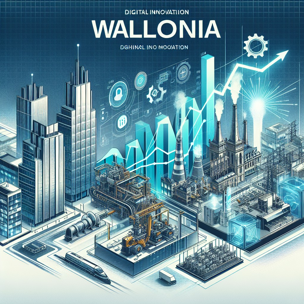 Image de couverture illustrant l'impact de l'innovation numérique sur les entreprises en Wallonie, avec des éléments de technologie moderne et de croissance économique.