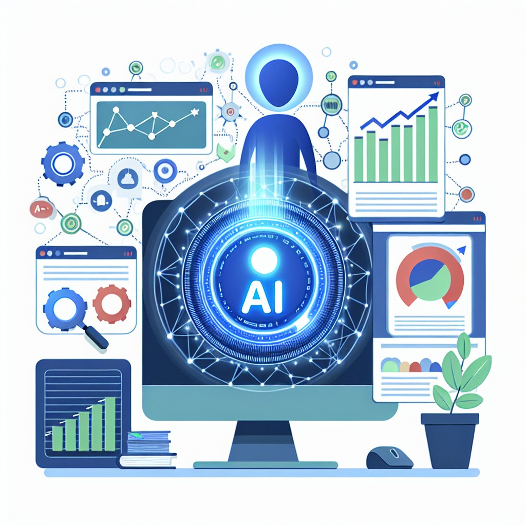 Illustration de l'intégration de l'intelligence artificielle dans le référencement local pour améliorer la visibilité en ligne d'une entreprise.