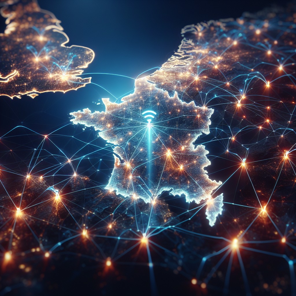 Une carte de la Wallonie illuminée de points de connexion, symbolisant la transformation digitale de la région.