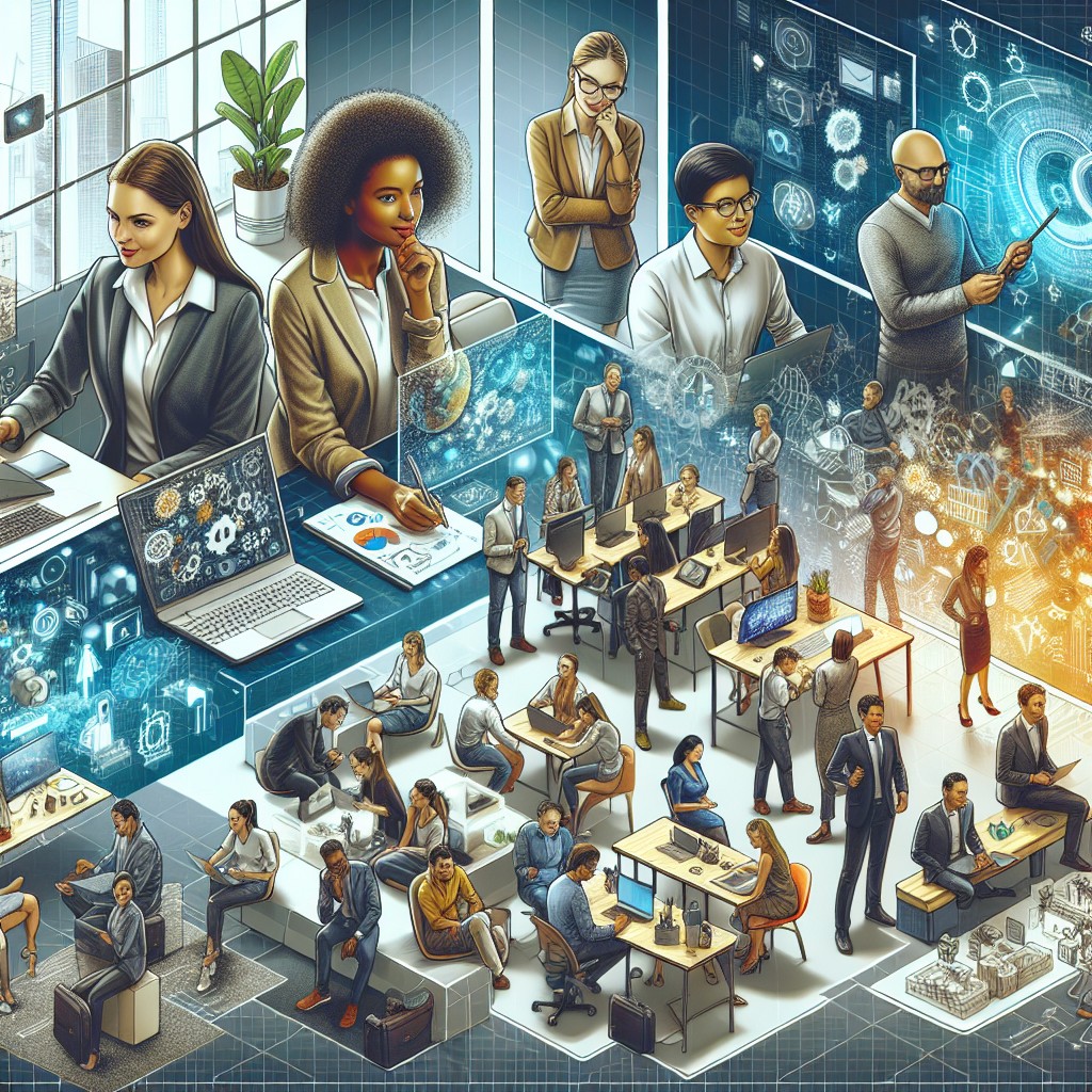 Un collage illustratif de start-ups innovantes dans le domaine numérique.