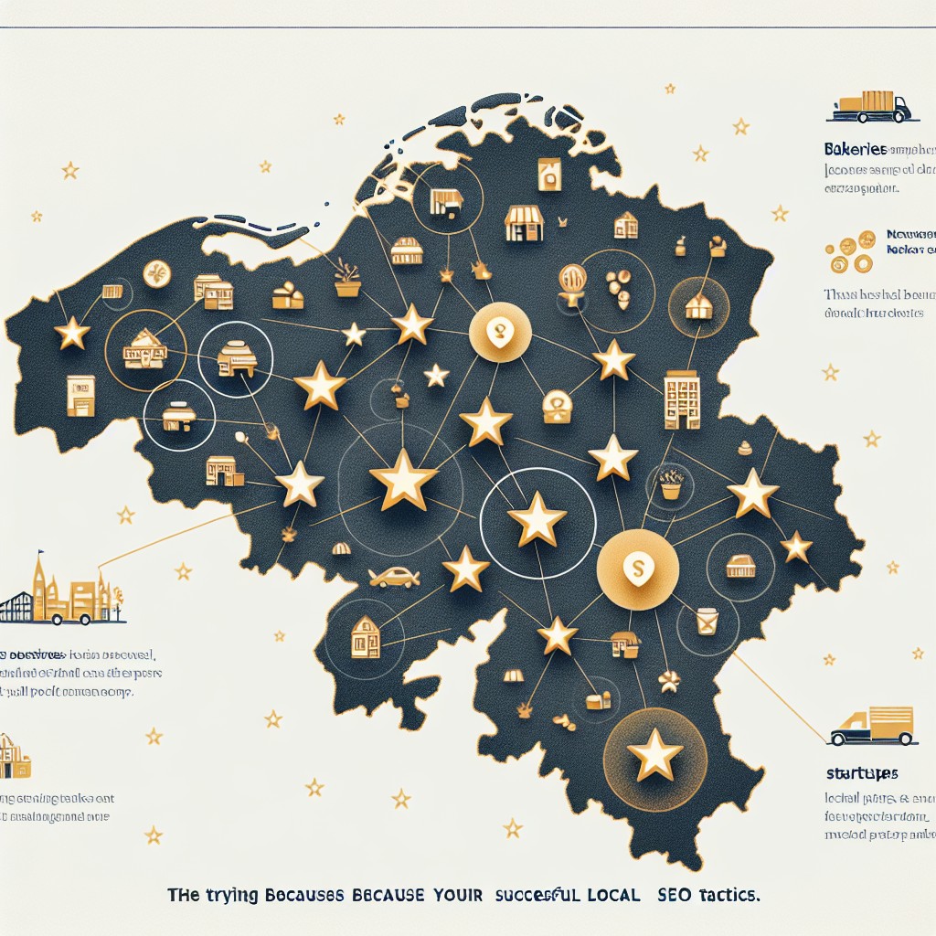 Une carte de la Belgique mettant en avant des petites entreprises prospères grâce au SEO local