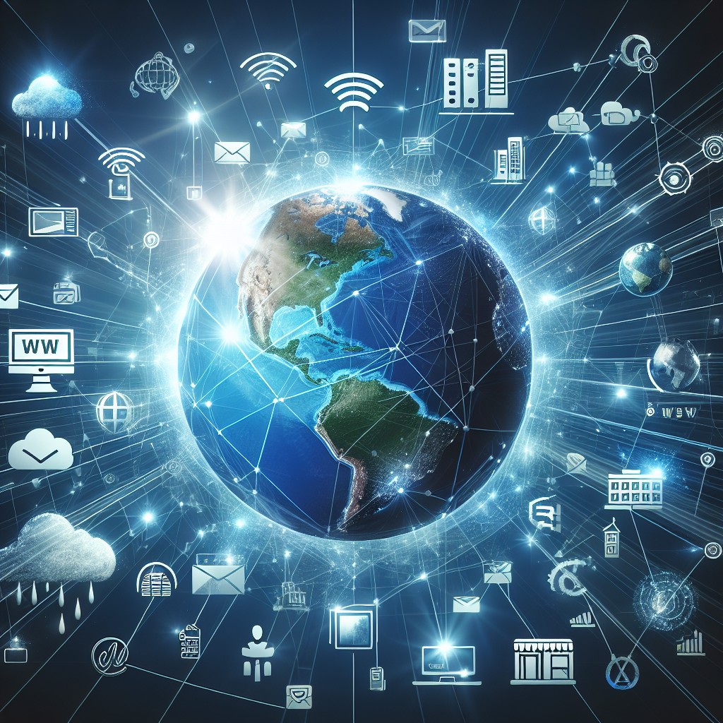 Une illustration montrant l'interconnexion numérique des entreprises modernes avec le monde.